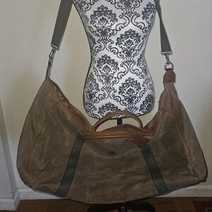 Vintage L.L. Bean XLarge Canvas & Leather Duffle Bag – Green Army